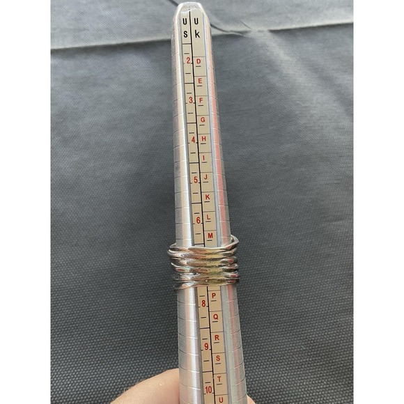 925 Sterling Silver Multi Band Round Gemstone Ring Size 7 Vintage Estate Jewelry - Picture 7 of 8